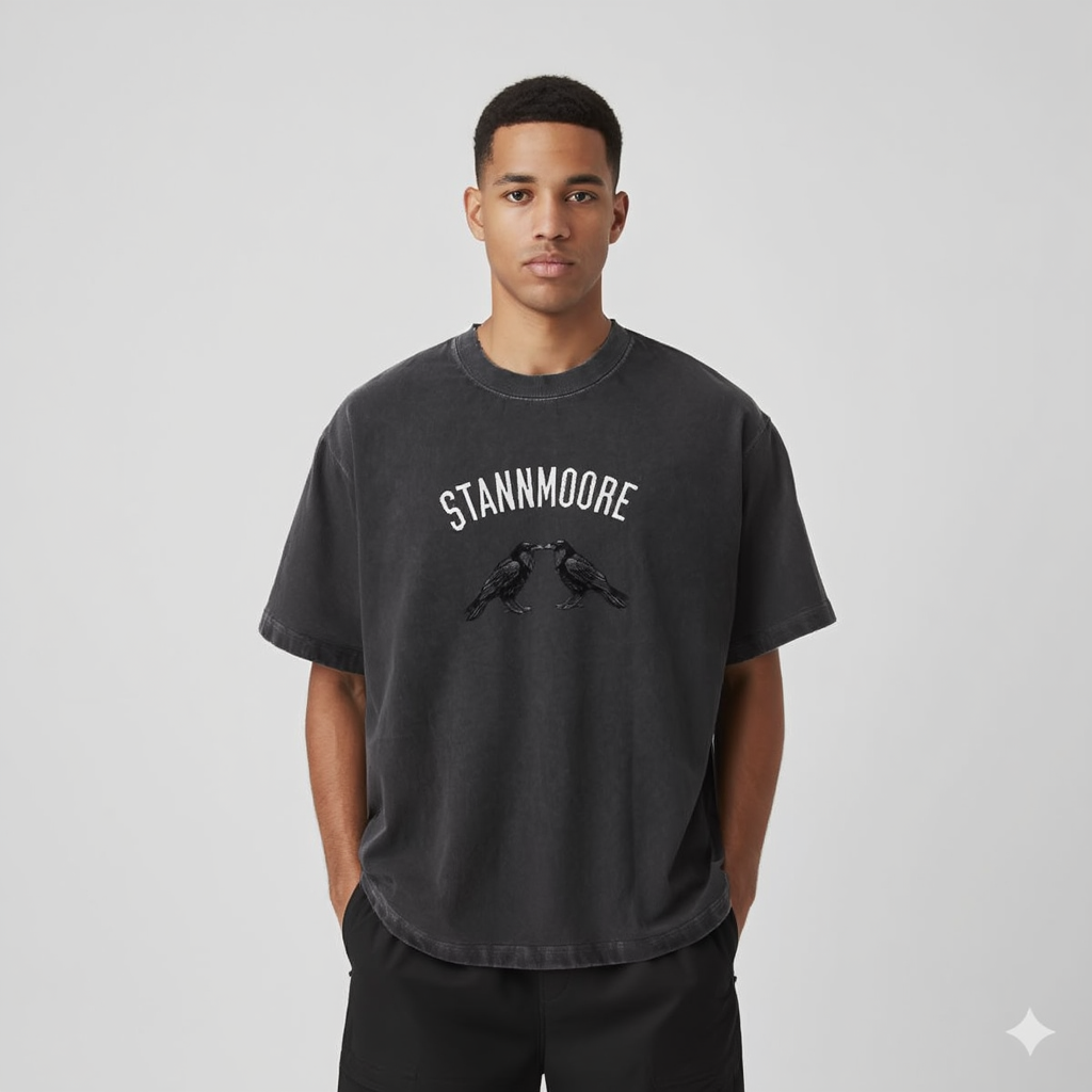 Black Vintage Washed Frayed T-Shirt