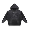 Vintage Washed Frayed Fleece Hoodie