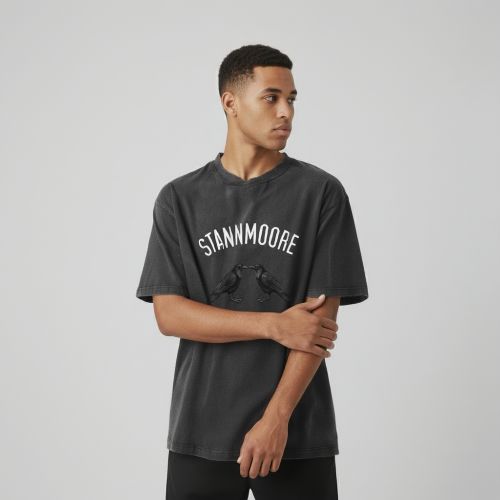 Black Vintage Washed Frayed T-Shirt
