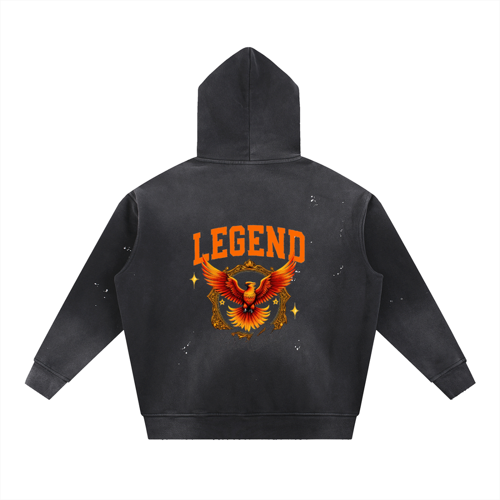 Vintage Washed Frayed Fleece Hoodie