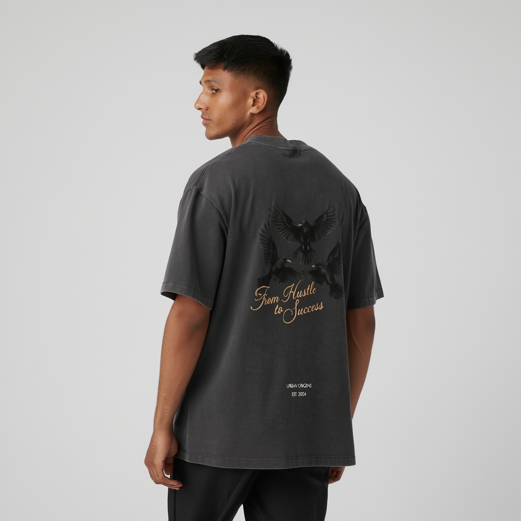 Black Vintage Washed Frayed T-Shirt