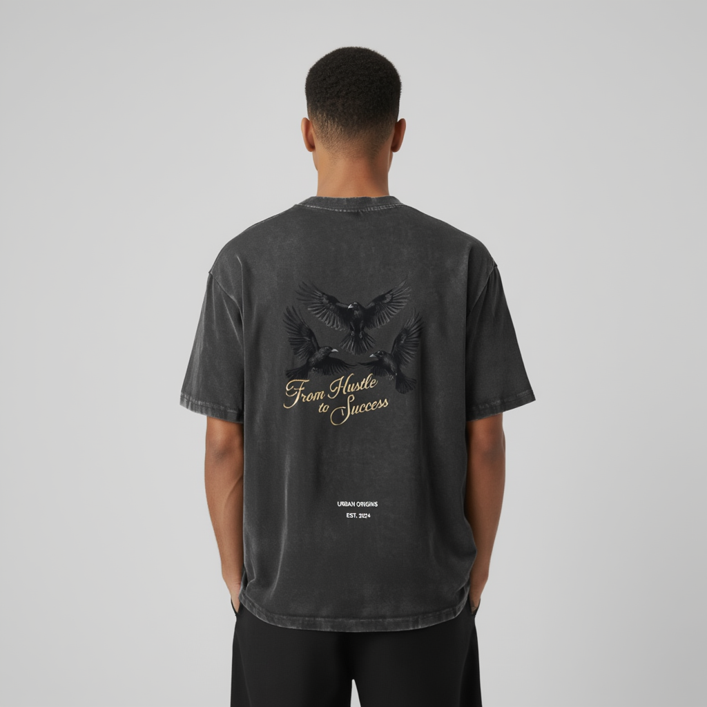 Black Vintage Washed Frayed T-Shirt