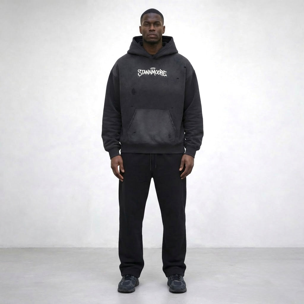 Frayed Sunfade Boxy Fleece Hoodie