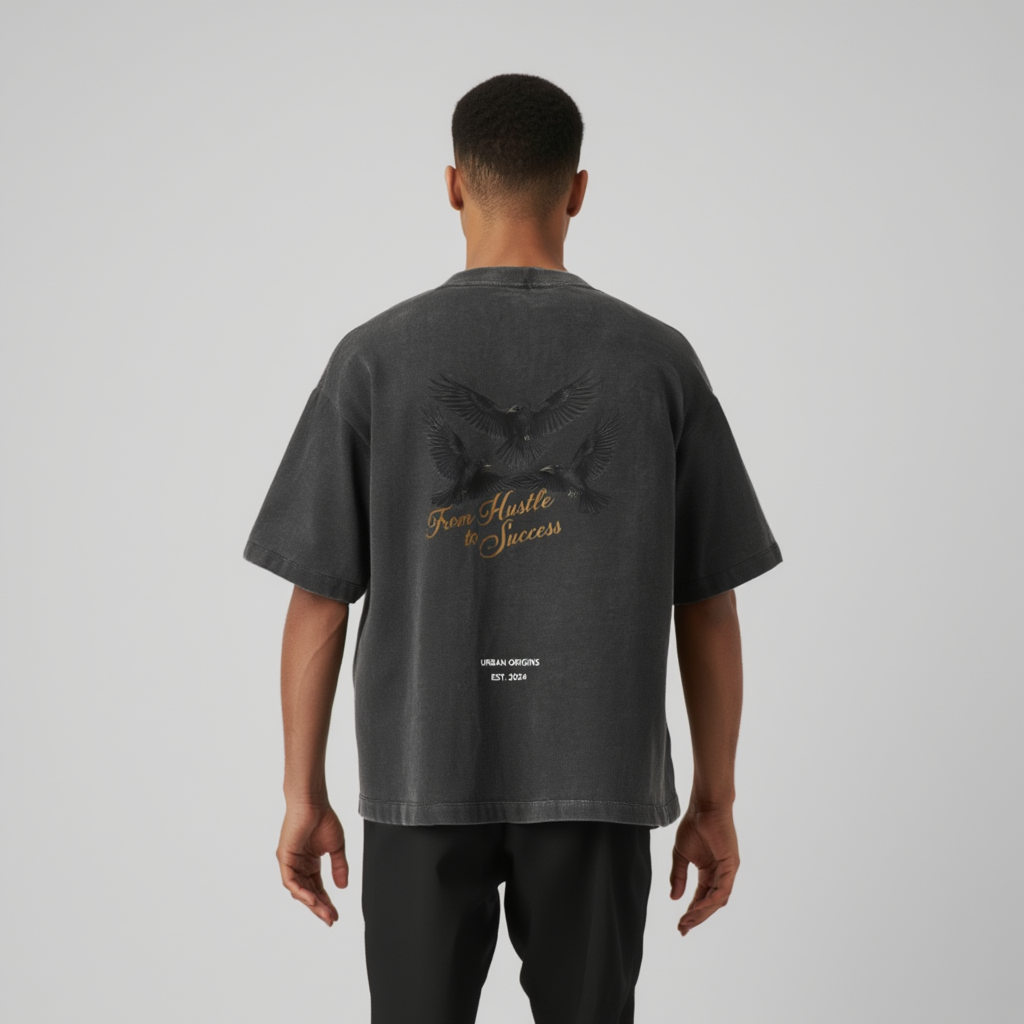 Black Vintage Washed Frayed T-Shirt