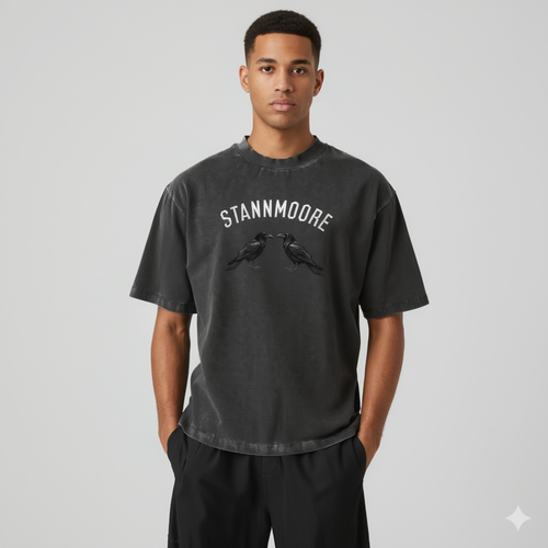 Black Vintage Washed Frayed T-Shirt