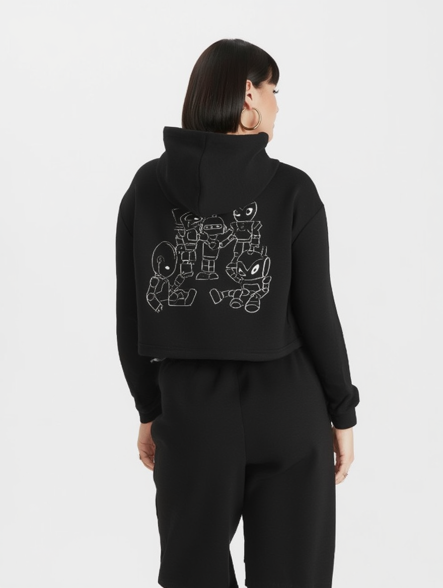 Side Stripe Cropped Hoodie