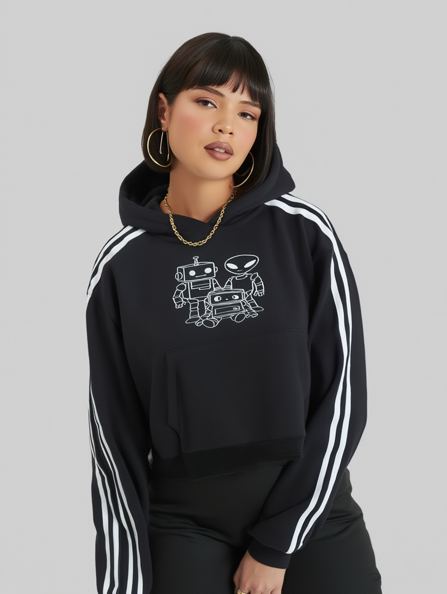 Side Stripe Cropped Hoodie