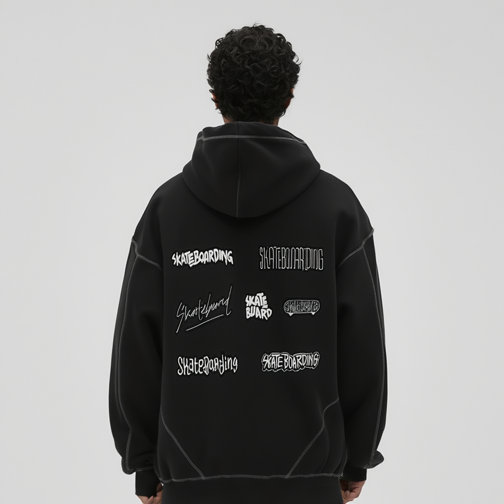 Stitched Boxy Fleece Zip Hoodie