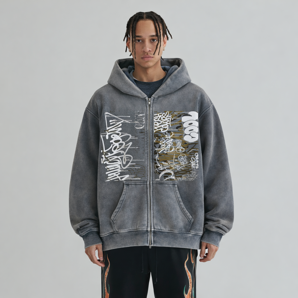 Zip-Through Boxy Fleece Hoodie