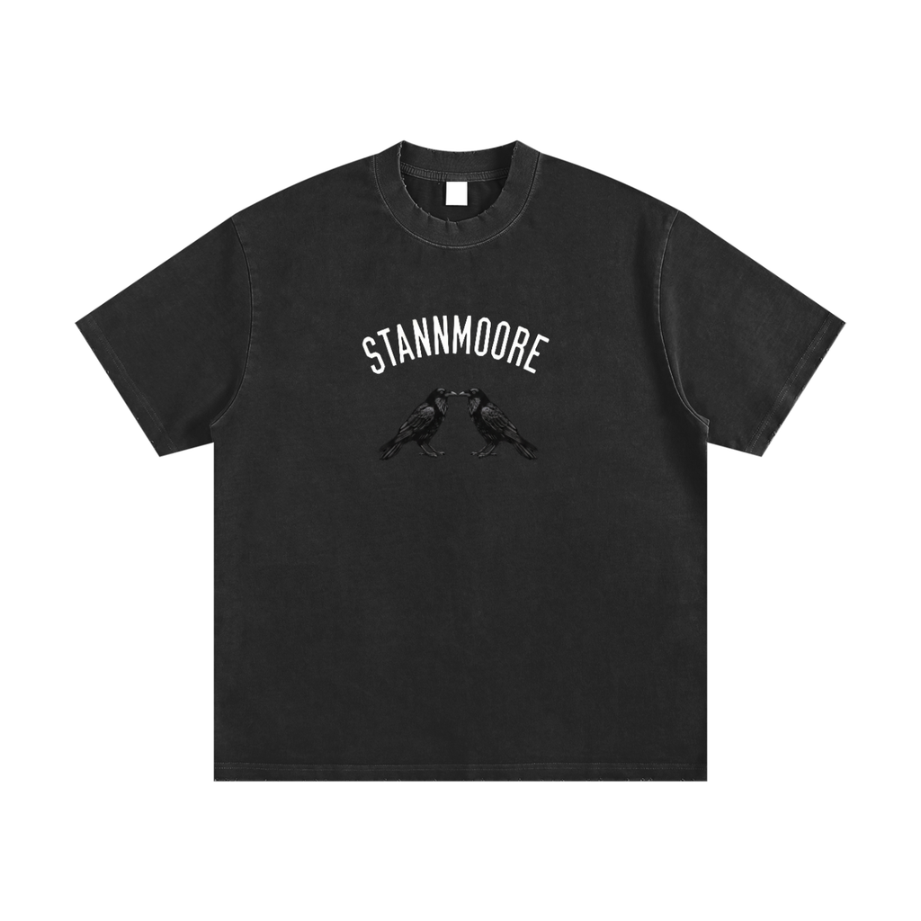 Black Vintage Washed Frayed T-Shirt