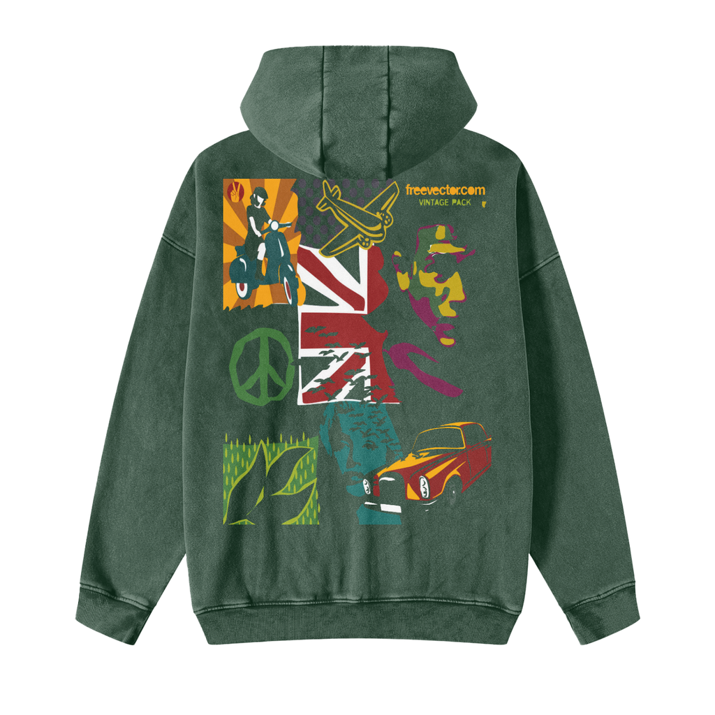 Snow Washed Zip-Through Fleece Hoodie