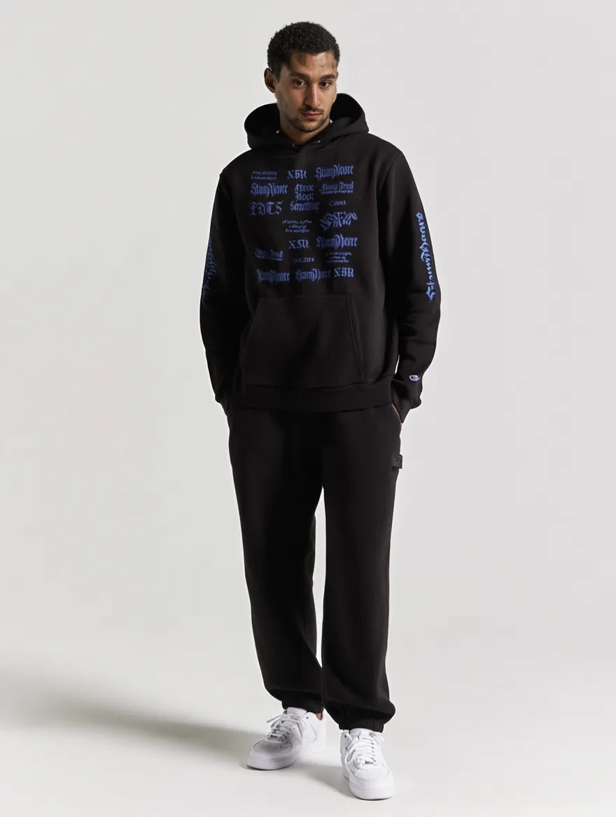 Black Streetwear Graphic Champion Hoodie