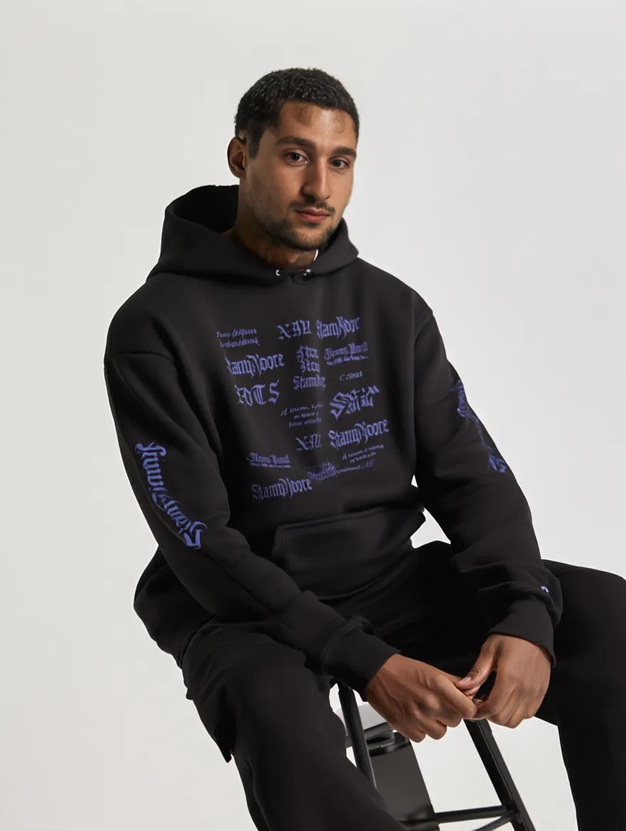 Black Streetwear Graphic Champion Hoodie