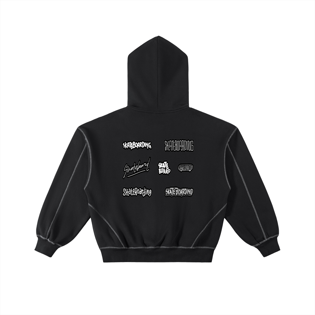 Stitched Boxy Fleece Zip Hoodie