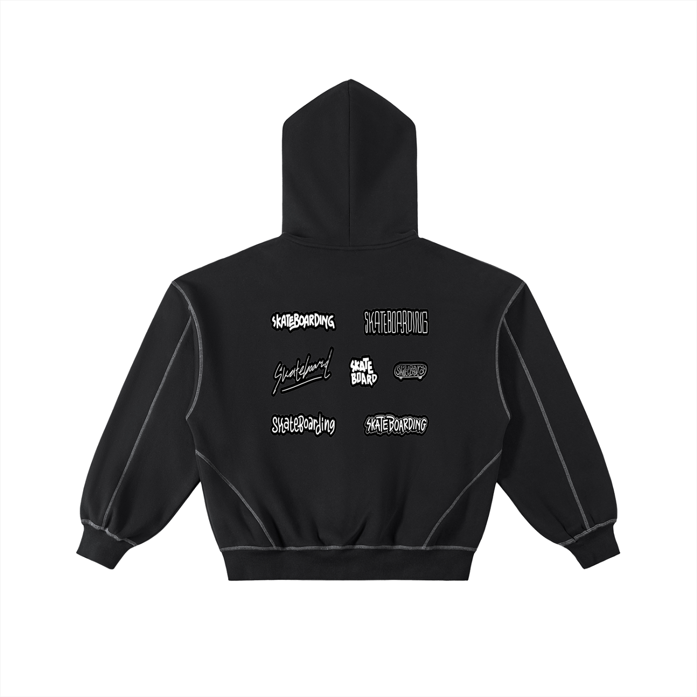 Stitched Boxy Fleece Zip Hoodie