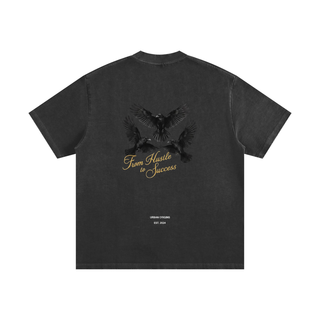 Black Vintage Washed Frayed T-Shirt