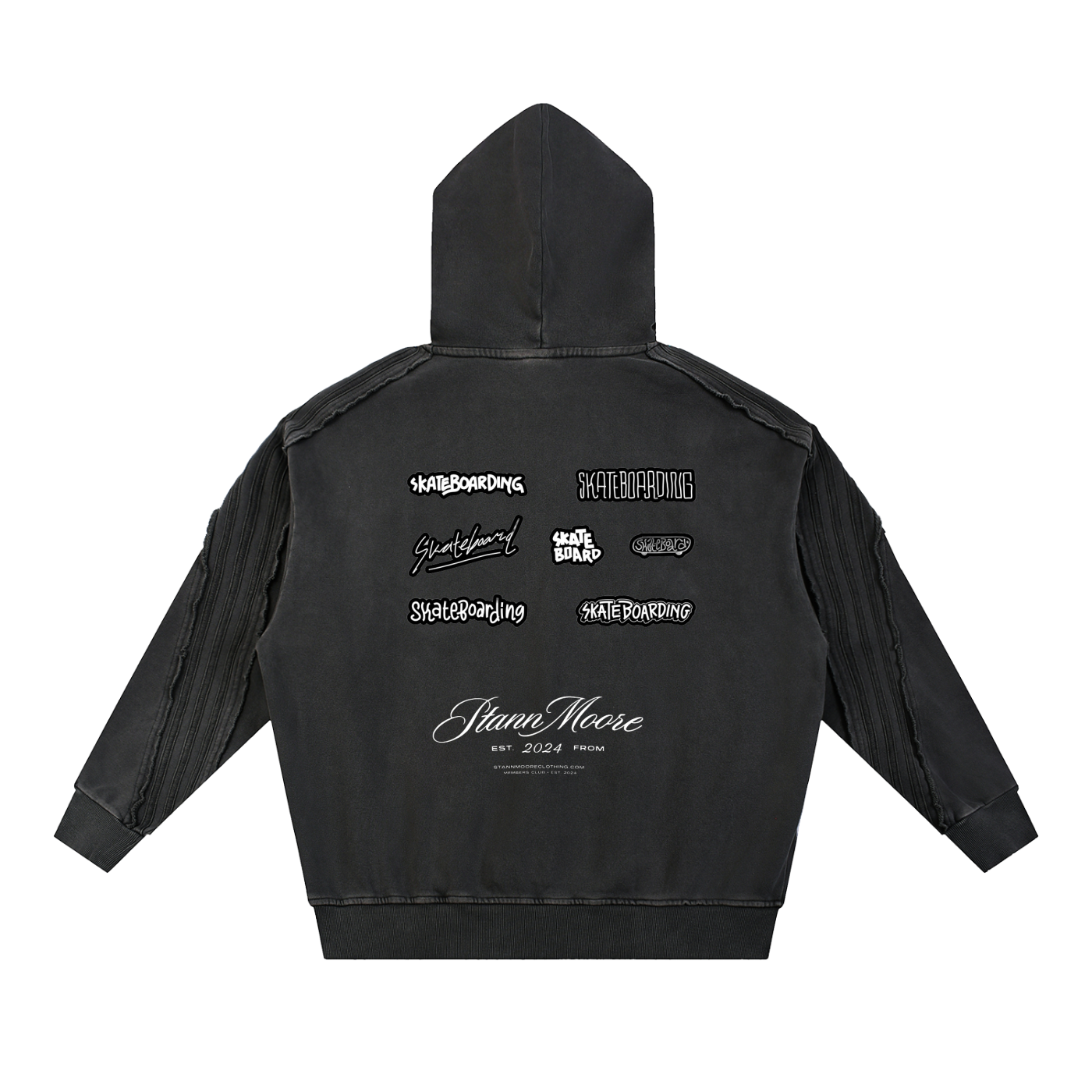 Snow Washed Tape Raw Edge Hoodie